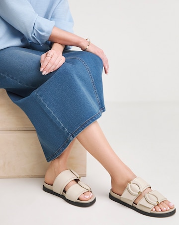 Anthology Gardenia Leather Double Buckle Mule Sandal - Wide Fit (E)