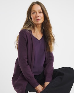 Eversoft Plum Longline Edge To Edge Cardigan