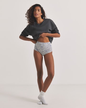 Pretty Secrets (7 Pack) Cotton Full Fit Knickers Blue Floral