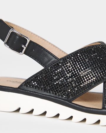 Cushion Walk Black Shimmer Sparkle Strap Slingbacks - Wide Fit (E)