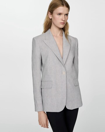 Mango Houndstood Linen Jacket Blazer