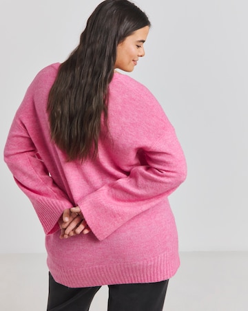 Simply Be Pink Slouchy V Neck Longline Jumper