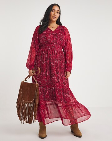 Joe Browns Red Radiant Paisley Chiffon Dress