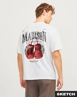 Jack & Jones Madison Boxing Back Graphic T-Shirt - White
