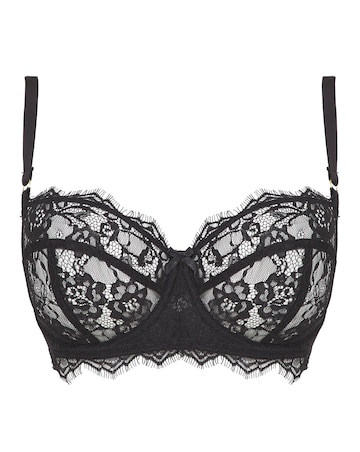 Figleaves Pulse Lace Underwired Balcony Bra B-G - Black