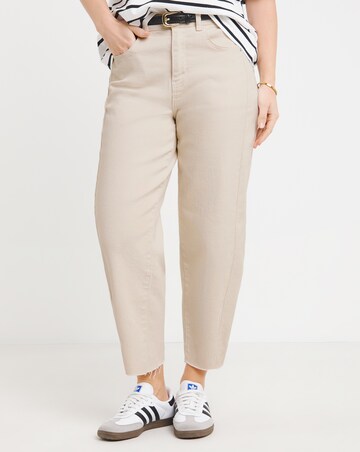 Ecru Cropped Barrel Jeans