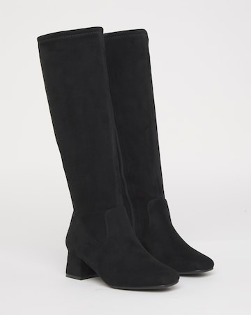 Claudia Low Block Heel Knee High Boots - Standard Fit (D) & Standard/Curvy Calf