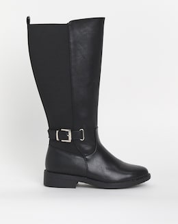 Cushion Walk Elastic Buckle Boot E Fit Standard Calf