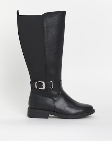 Cushion Walk Elastic Buckle Boot E Fit Standard Calf