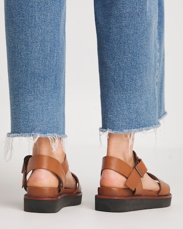 Tabitha Leather Bar Chunky Sandals - Extra Wide Fit (EEE)