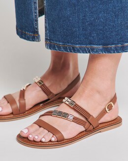 Mona Leather Hardware Gladiator Sandal - Extra Wide Fit (EEE)