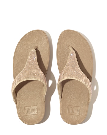 Fit Flop Beige Lulu Crystal Toe-Post Sandals -Standard Fit (D)