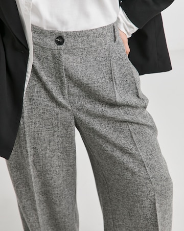 Grey Textured Wide Leg Trousers
