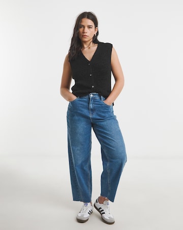 Simply Be Black Chunky Tape Yarn Waistcoat