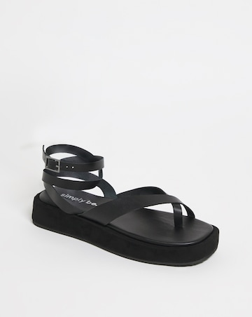 Faye Toe Post Ankle Tie Flatform Sandals - Wide Fit (E)