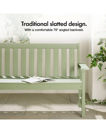 VonHaus Westport Green Wooden Garden Bench - 2 Seater