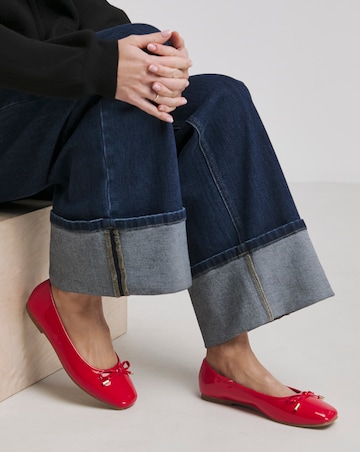 Evar Square Toe Ballerina Shoes - Wide Fit (E)