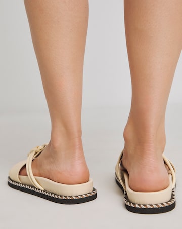 Lyon Leather Hardware Footbed Sandals - Wide Fit (E)