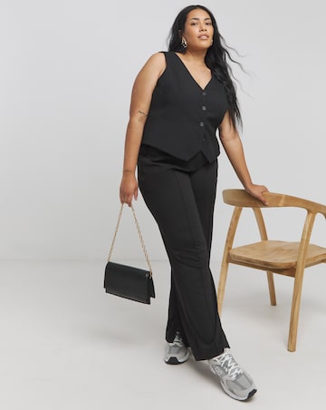 Black Tailored Jersey Wide Leg Trousers