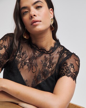 Lovedrobe Black Lace Tiered Hem Midaxi Dress