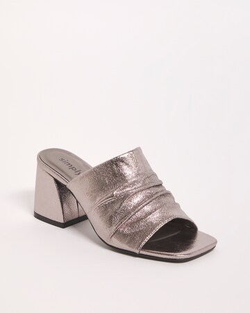 Elissa Metallic Ruched Heeled Mule Sandals - Extra Wide Fit (EEE)