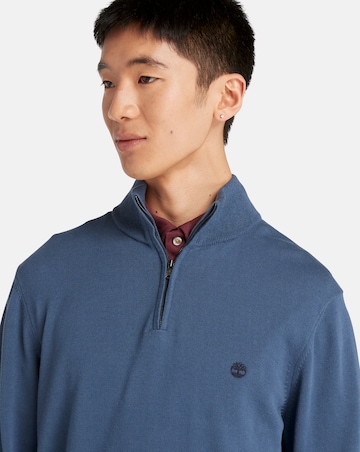 Timberland Williams River Cotton 1/4 Zip Jumper - Blue