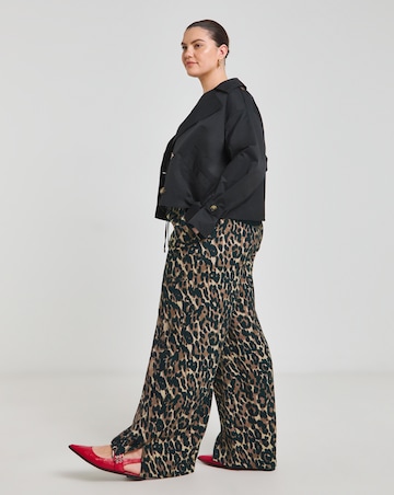 Simply Be Leopard Print Drawcord Wide Leg Trouser