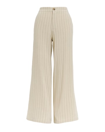 Stripe Linen Mix Wide Leg Trousers