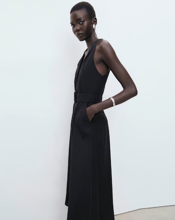 MANGO COLLARED BELTED MIDI DRESS