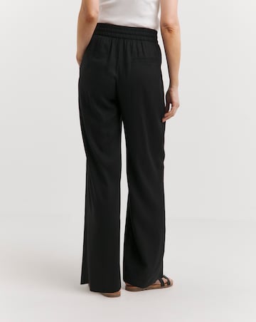 Black Linen Mix Wide Leg Trousers