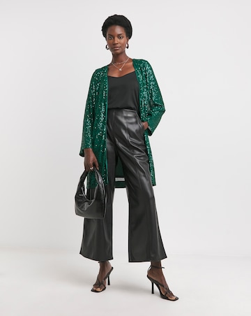 Green Sequin Longline Cardigan