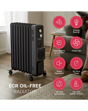 Dimplex Oil Free Radiator 2.4kW with Timer and Turbo Fan- Black