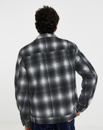 Check Borg Lined Zip Harrington