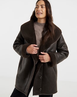 Chocolate Shawl Cover Aviator Jacket