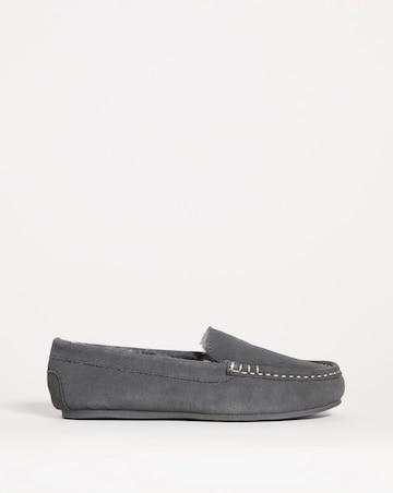 Leona Classic Suede Moccasin Slipper - Wide Fit (E)