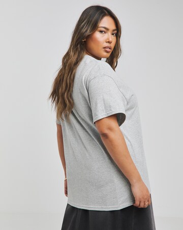 Grey Marl Lace Bow T-Shirt