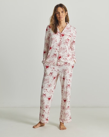 Chelsea Peers Classic Button Up Pyjama Set Valentines Cherub Print