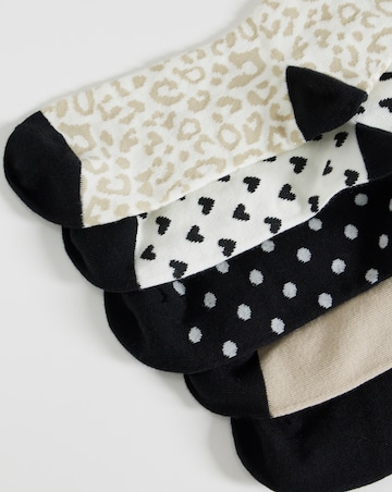 Pretty Secrets (5 Pair Pack) Lettuce Hem Ankle Socks (Wide Fit) Neutral Mix