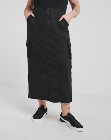 Black Cargo Midaxi Skirt