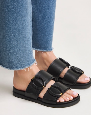 Anthology Gardenia Leather Double Buckle Mule Sandal - Wide Fit (E)