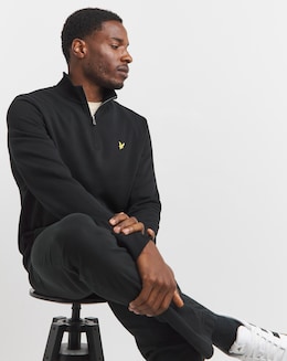 Lyle &amp; Scott Black 1/4 Zip Loop Back Sweatshirt