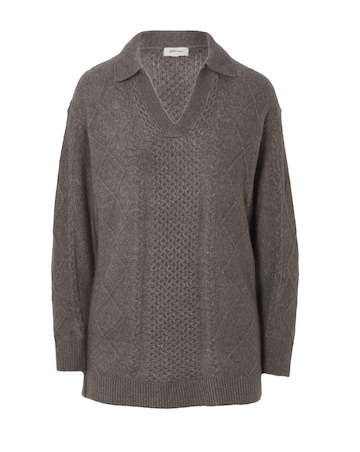 Grey Marl Longline Cable Jumper