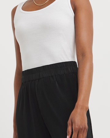 Black Plisse Wide Leg Trousers