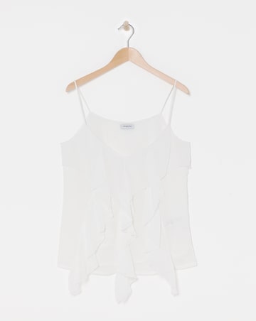 Simply Be White Ruffle Front Cami