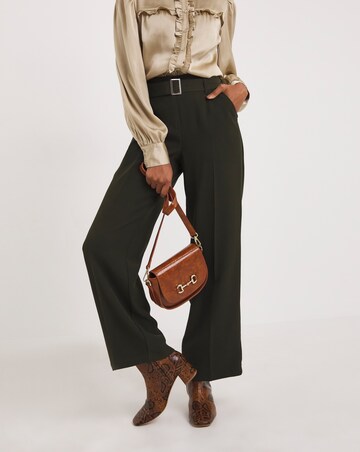 Straight Leg Twill Crepe Trouser with Belt