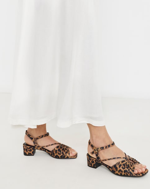 Charli Low Block Heel Soft Ruched Sandals - Wide Fit (E)