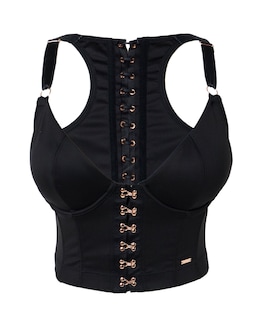 Figleaves Neoprene Underwired Front Fastening Non Padded Corset (B-F) Black