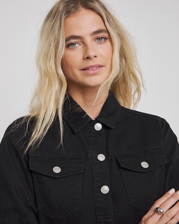 Simply Be Black Half Sleeve Denim Midaxi Dress