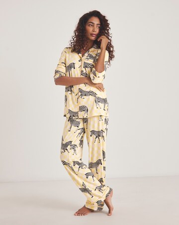 Chelsea Peers Classic Button Up Pyjama Set Zebra Print