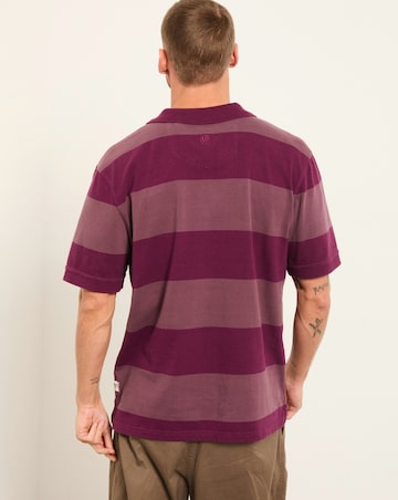 FatFace Ashton SS Stripe Polo (Regular & Tall) - Purple